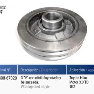 polea cigueñal TOYOTA  TOYOTA HILUX MOTOR 3.0 TD 1KZ  codigo cmn8207