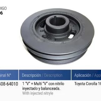 polea cigueñal TOYOTA  TOYOTA COROLLA 1C (13408-64010)  codigo cmn8206