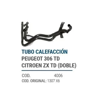 CAÑOS METALICOS  TUBO CALEFACCION 306 TD CITROEN ZX TD DOBLE   codigo dnhc4006