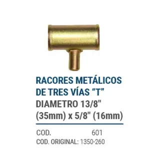 CAÑOS METALICOS  RACOR METALICO T 35 MM X 16 MM   codigo dnhc601