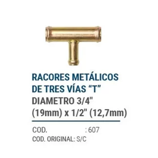 CAÑOS METALICOS  RACOR METALICOS T 18 X 12,7   codigo dnhc607