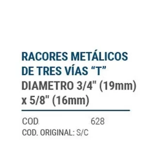 CAÑOS METALICOS  CONECT. "T" 19X16X80mm  codigo dnhc628