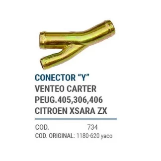 CAÑOS METALICOS CONECTOR "Y" VENTEO CARTER PEUG. 405, 306, 406, CITROEN XSARA ZX codigo dnhc734