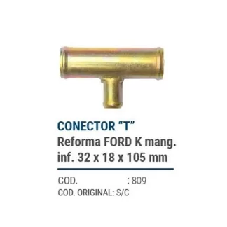 CAÑOS METALICOS  CONECT. "T" REFORMA FORD K MANG. INF. 32X18X105mm  codigo dnhc809