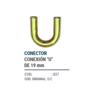 CAÑOS METALICOS  CONECTOR U 19 MM   codigo dnhc837