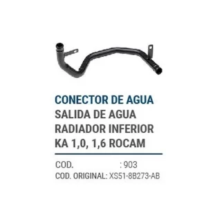 CAÑOS METALICOS  SALIDA DE AGUA RADIADOR INFERIOR KA 1.0, 1.6 ROCAM  codigo dnhc903