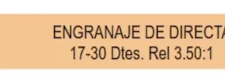 ENGRANAJE DE CAJA - CHEVROLET - SAGINAW 4V    - DIRECTA 17-30 DIENTES  REL 3,50:1  codigo MGH1106