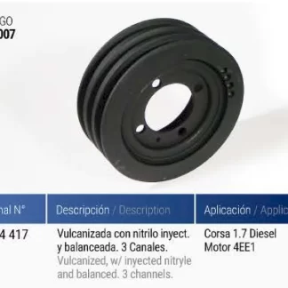 polea cigueñal CHEVROLET  CHEVROLET CORSA D 1.7 MOTOR 4EE1   codigo PC0007