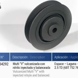 POLea  cigüeñal  Renault   RENAULT LAGUNA DIESEL MOTOR G8T 752/60/94   codigo PC0025