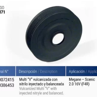 POLea  cigüeñal  Renault   RENAULT CLIO 2,0 16 v  megane scenic  codigo PC0071