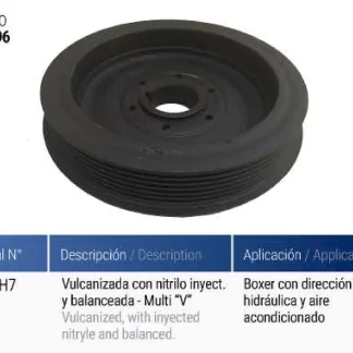 POLea  cigüeñal  Peugeot  BOXER CON DIRECCION HIDRAULICA Y AIRE ACONDICIONADO  codigo PC0096 0515H7