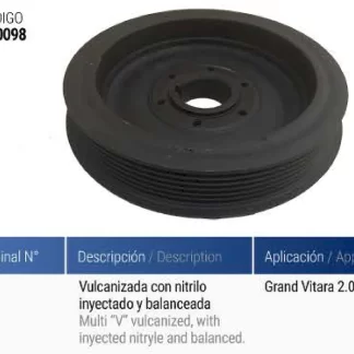 polea cigueñal CHEVROLET  CHEVROLET GRAND VITARA HDI 2.0   codigo PC0098