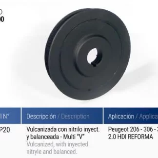 POLea  cigüeñal  Peugeot  PEUGEOT HDI 206-306-406 POLIVE CON GOMA   codigo PC0100 0515P2  /0515v6