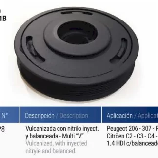 POLea  cigüeñal  Peugeot  PEUGEOT 206 - PARTNER 1.4 HDI can valanciador armonico   codigo PC0111B 0515P8 /