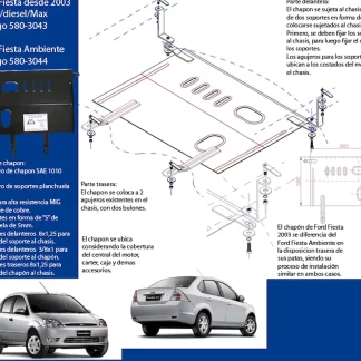 CUBRE CARTER - Ford Fiesta -( - New Edge - MAX  ) motor Todos  (codigo 580-3043 ) (AÑO  2002-2010)