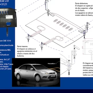 CUBRE CARTER - Ford Focus -( - Exe  ) motor 2.0   (codigo 580-3121 ) (AÑO  2008>>)
