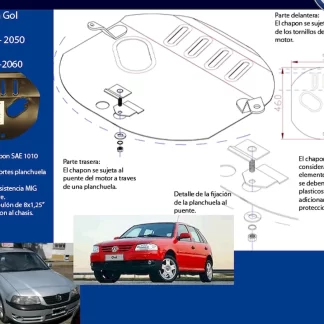 CUBRE CARTER - VW Gol -( - Sopte c/1 torn.  ) motor 1.6 (Audi)  (codigo 680-2050 ) (AÑO  1995-2005)