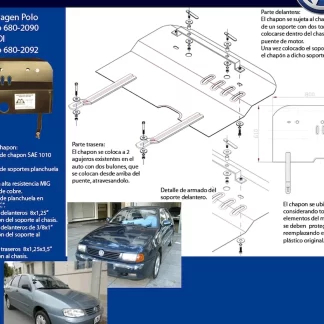 CUBRE CARTER - VW Polo-Caddy -( - Nafta-Diesel  ) motor 1.6-1.8 -1.9SD  (codigo 680-2090 ) (AÑO  1996>>)